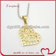 Nice gold heart necklace pendant with crystal for women